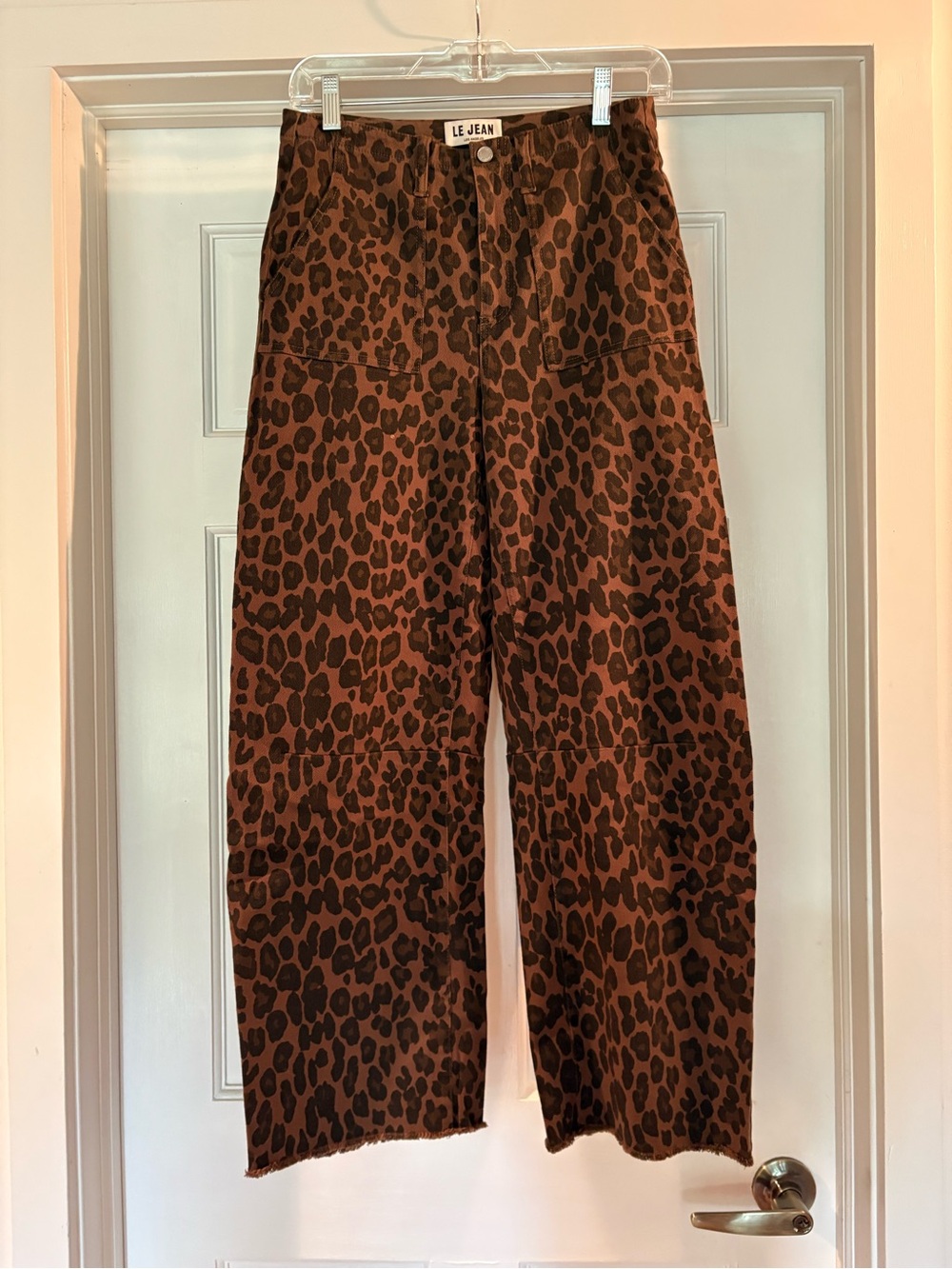 Le Jean Leopard Print Barrel Jeans